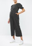 Missguided Maternity Polka Puff Sleeve Culotte Jumpsuit - Black & White
