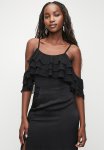 Combo Ruffle Detail Bodysuit - Black