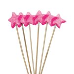 Stars On Stick Pink Glitter Pack Of 6