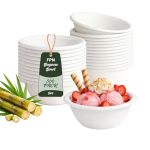 Fpn Disposable Compostable Paper Bowls 200 Pack 6 Oz Heavy-duty Biodegradable Sugarcane Bowls Eco-friendly Bagasse Bowl For Soup