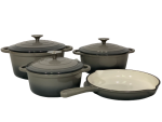 Zs - 7 Piece Cast Iron Pot Set - White