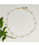 Mulit Heart Pearl Chain Necklace - Gold Free