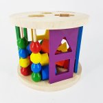 Multifunctional Wooden Shapes Sorter With Discs And Columns - Factory Plaza
