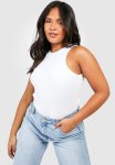 Rib Racer Neck Vest - White