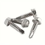 8 Hexagon Stainless Steel Self Drilling Screws 100 Pieces 410 Stainless Steel Self-drilling Screws Set 8 1 2" 3 4" 1" Hexagon St