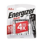 Energizer 4 PK Max 1.5V Alkaline Aa Batteries E300162002