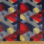 Wax Printed Piece Geometric Red&navy: 480CMX112CM