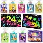 Feredo Kids Halloween Party Favors For Kids: 24 Pack Halloween Scratch Art Notebook Students Classroom Gifts Bulk For Girls Boys