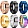 1PC Classic Jewelry Accessories 8MM Stainless Steel Men Ring Brushed Surface Beveled Edge Rings For Men