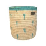 Laundry Basket With Lid Green Triangle