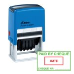 Shiny S-826 Stock Dater Stamp Paid By Cheque