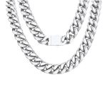 Findchic Silver Cuban Link Chain Necklace For Women Men Stainless Steel Thick Heavyweight Curb Chain Hip Hop Punk Statement Stre