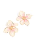 Goldair Gold White & Pink Painted Flower Stud Earrings