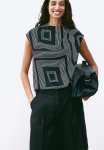 Draped Blouse - Black Patterned