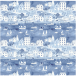 Printed Runner Coastal Village Dark