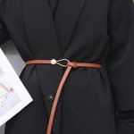 1PC Preppy Sports Style Pu Leather Corset Belt For Women Versatile Hole-less Knot Design With Tassel Detail Suitable For Casual