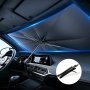 1pc Portable Foldable Car Windshield Sunshade Protect Your Car From The Sun 140*80cm For SUV/Off-Road General Black