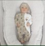 Baby Grow With Beanie And Bow Safari Monochrome Beige Safari Splash