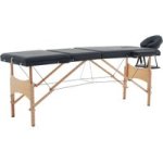 Portable Extra Width Folding Massage Table Bed - 3 Section Black