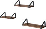 Lifespace Rustic Industrial Floating Display Shelf Set - 3 Shelves