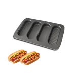 Jsjmofa Hot Dot Bun Pan Non-stick Carbon Steel Baguette Pan Perforated Hotdog Bread Pans MINI Baguette Sandwich Baking Trays For