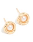 Goldair Gold Pearl Twisted Stud Earrings