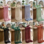 1PC Cheesecloth Table Runner Boho Style Cheesecloth Table Runner Long Gauze Sheer Romantic Table Runner For Weddings Bridal Show