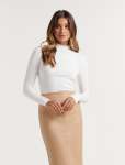 Winona Rib Long Sleeve Top - L Porcelain