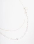 Silver Curb & Cable Layered Necklace