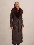 Faith Faux Fur Collar Pu Trench Coat - 16 Milk Chocolate