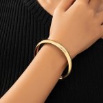 Classic French-style Chic Bangle - 14K Gold Plated Iron Bracelet Elegant Simple Design For Daily And Banquet Wear