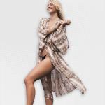Women's Brown And White Beach Cover-up