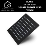 Black Ultra Slim Square Shower Head - 150MM