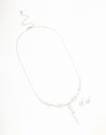 Silver Cubic Zirconia Vine Necklace & Earrings Set