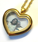 FLS14 - Gold Plated Personalized Photo Heart Locket Necklace With Any Photo
