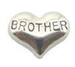 FLC197 - Brother Heart Charm For Floating Locket Necklace