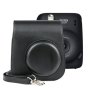 Solid Color Full Body Camera Leather Case Bag With Strap For Fujifilm Instax MINI 11 Black