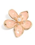 Goldair Gold Pink Enamel Pearl Centre Flower Brooch