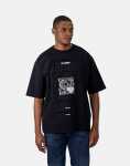 Flock Print Oversized Black T-Shirt - XXL Black