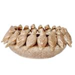 Ceramic Centerpiece Bowl With Bird Accents Espresso Speckle Finish