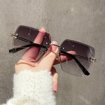 Rimless Cut Edge Fashion Glasses Vintage Square Gradient Women's Glasses Elegant Hollow Metal Arm