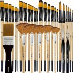 32 Pieces Paint Brush Set Artist Series Nylon Bristles With Round Filbert Flat Fan Angle Fine Detail Brush Suitable For Artists