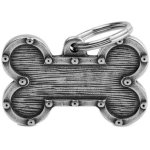 Bronx Myfamily Bone Futuristic Large Pet Id Tag - Antique Silver Waggs Online Pet Shop