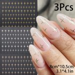 3PCS Y2K Inspired 3D Star Nail Art Stickers - Golden Silvery & Rose Golden Metallic Decals For Diy Manicure Chrome Effect Self-a