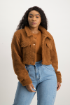 Chloe Cropped Teddy Jacket - Brown Sugar - L