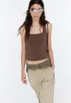 Square-neck Vest Top - Brown