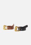 Hammer Detail 2 Pack Belts - Black & Tobacco