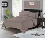 Simon Baker 300TC 100% Egyptian Cotton Jacquard Check Duvet Cover Mocha Various Sizes - Mocha King 230CM X 220CM +2PILLOWCASE