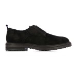 Plain-toe Suede Derby Shoes -black