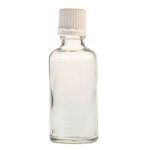 50ML Clear Glass Bottle With Slow Flow Dropper Cap - White